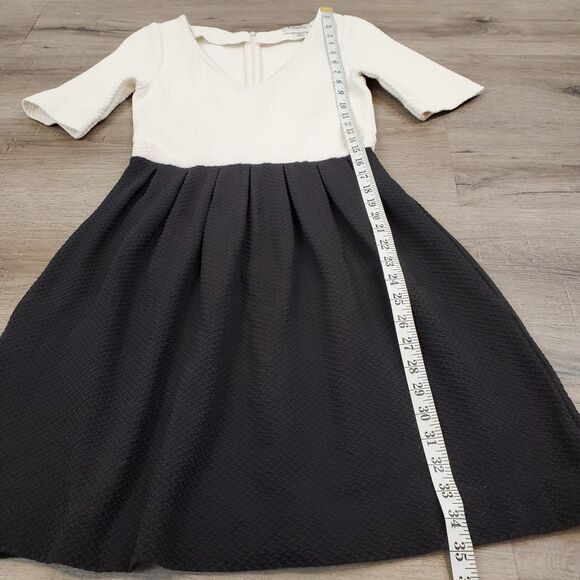 Ganni Textured Black White Mini Dress S Pleated Vneck Quiet Luxury Minimalistic - Picture 10 of 14